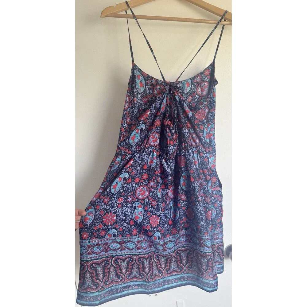 NEW Y2K American Eagle Paisley Midi Dress L Boho Fairy sun dress Pockets ruffle - Picture 16 of 16